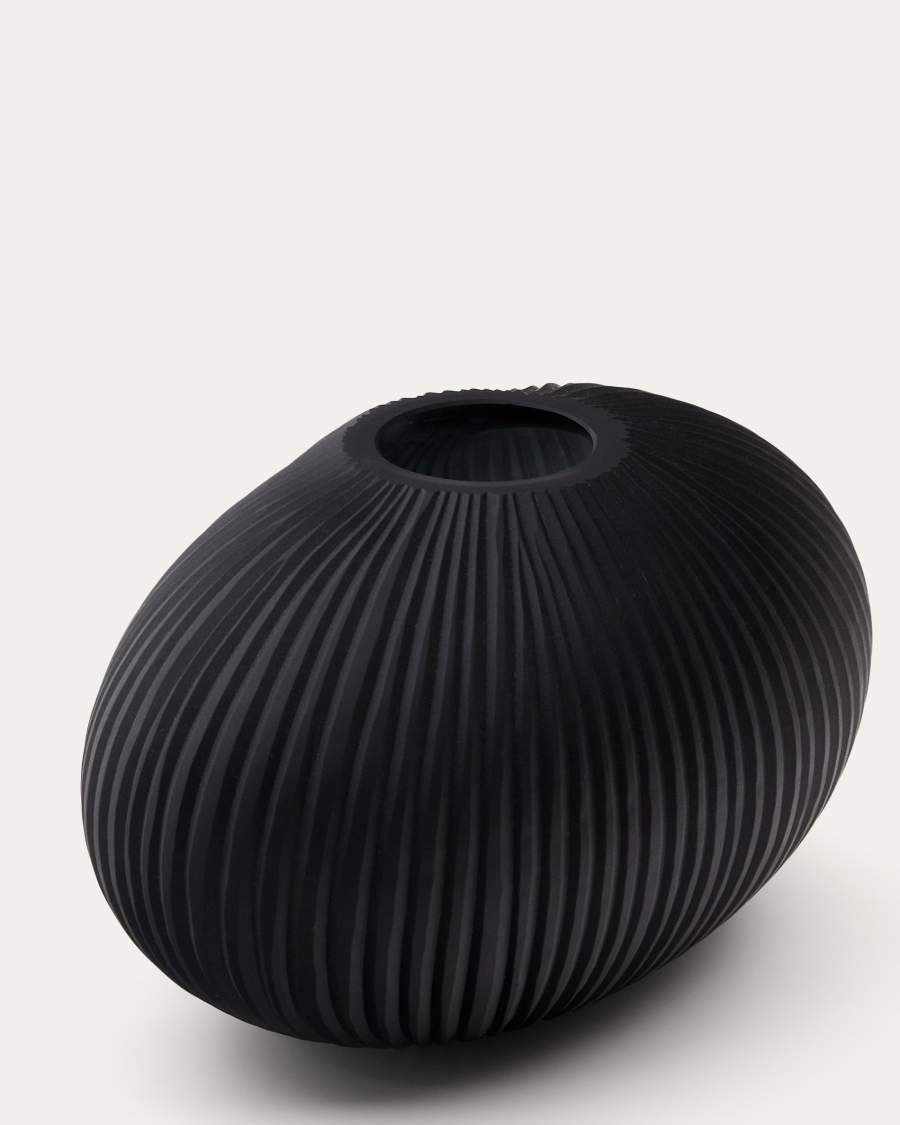 Nivra dark grey glass vase 19cm