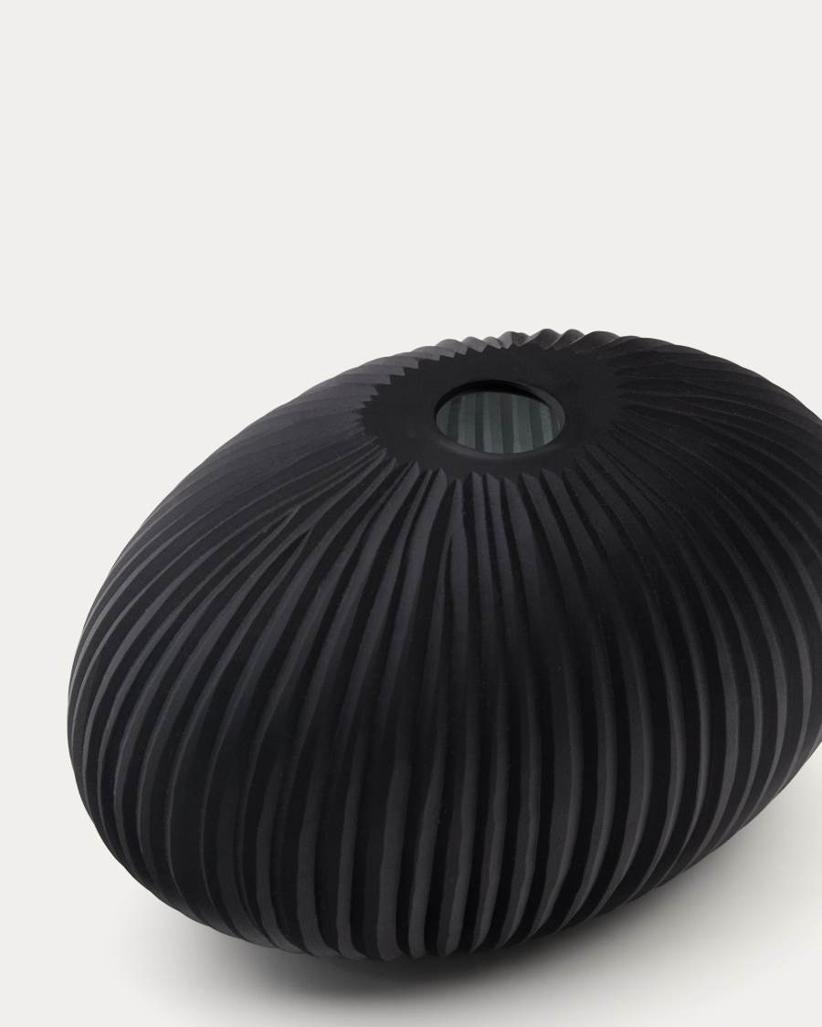 Vase Nivra en verre gris foncé 15 cm