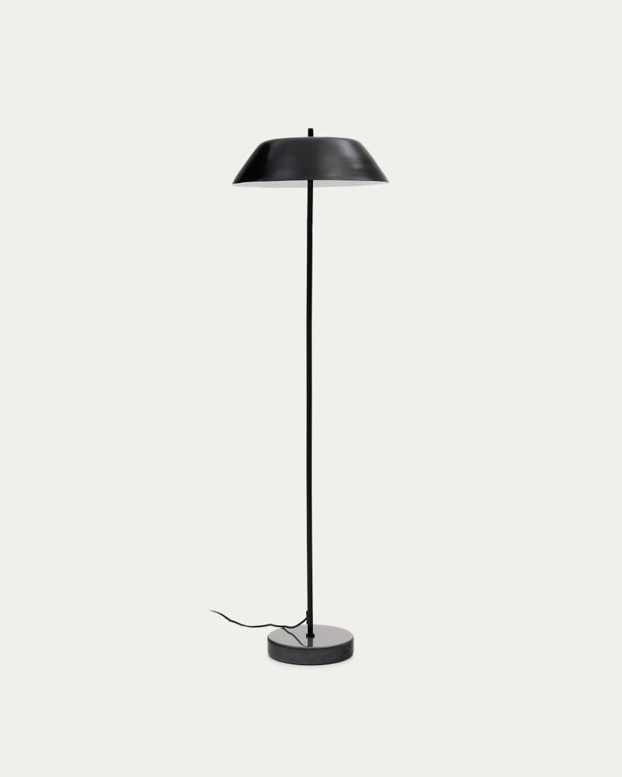 Sayra floor lamp made of black marble and metal in a black painted finish UK adapter