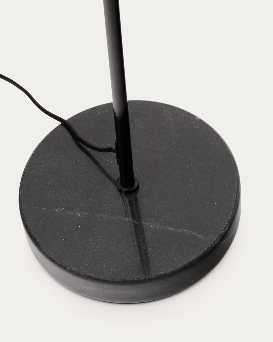 Sayra floor lamp made of black marble and metal in a black painted finish UK adapter