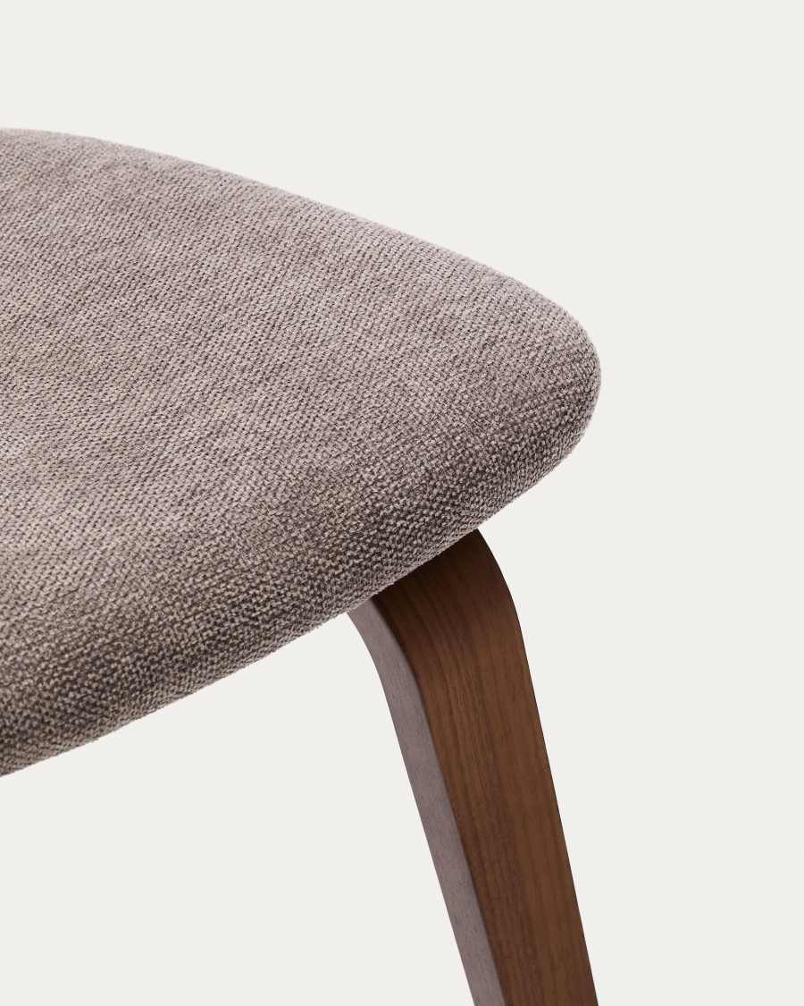 Gena-Stuhl aus Nussbaumfurnier und beigefarbener Chenille