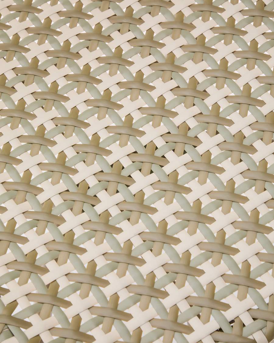 Tuccia beige and green stackable chair in aluminium and synthetic rattan