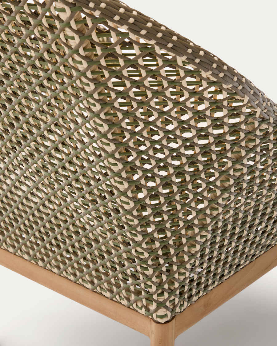 Olbia armchair with high backrest in synthetic rattan and FSC 100% solid teak wood