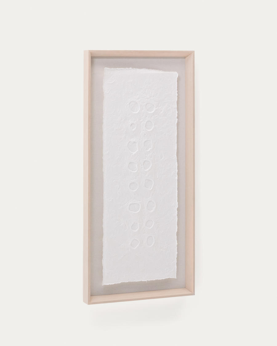 Olvin abstract picture on white recycled paper with hand-crafted reliefs 44 x 94 cm