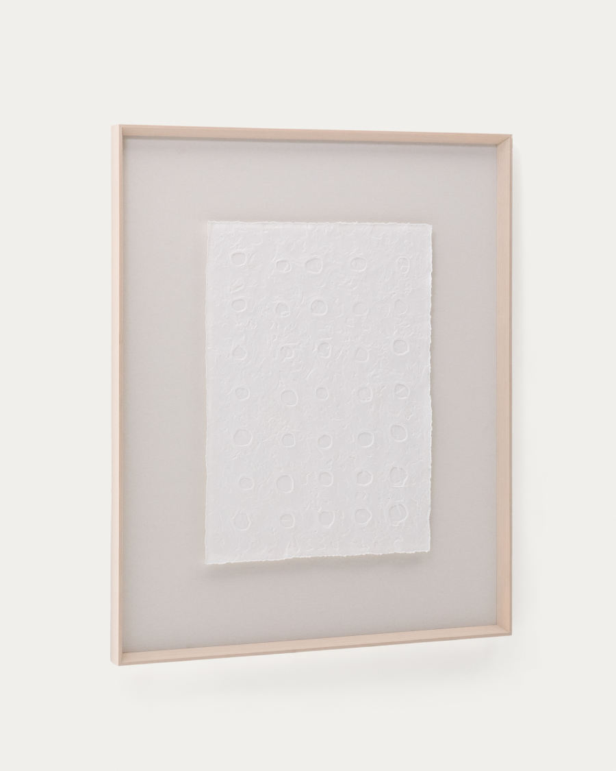 Quadro astratto Olvin in carta riciclata bianca con rilievi fatti a mano 104 x 124 cm