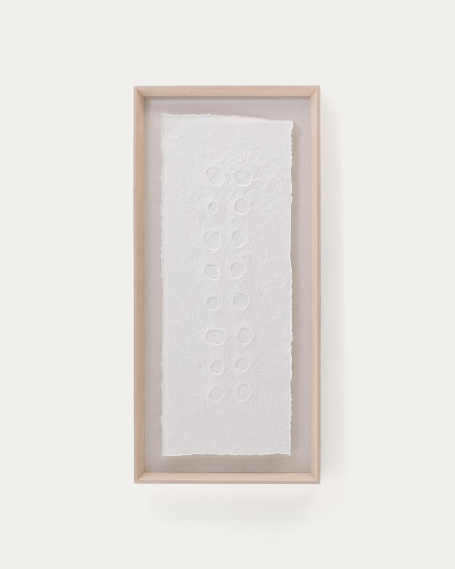 Olvin abstract picture on white recycled paper with hand-crafted reliefs 44 x 94 cm