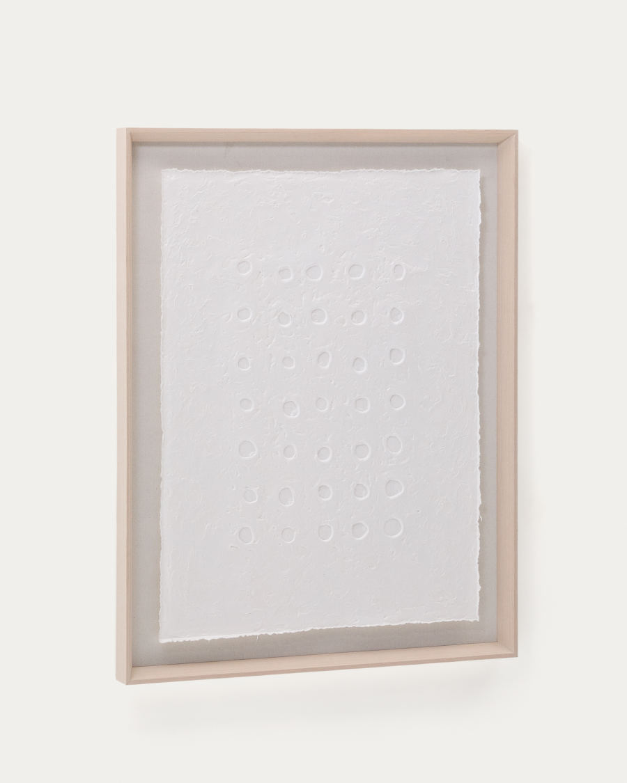 Abstraktes Bild Olvin auf weißem Recyclingpapier mit handgefertigten Reliefs 94 x 74 cm