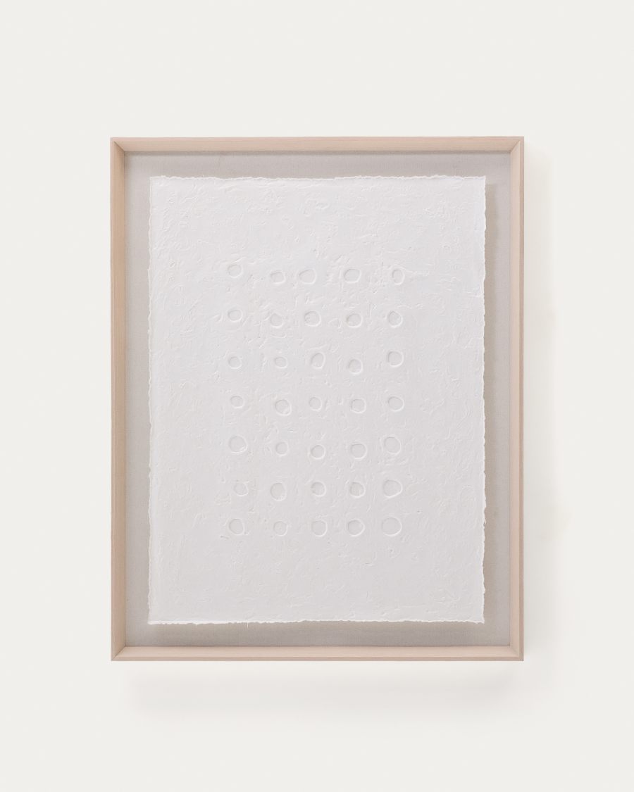 Abstraktes Bild Olvin auf weißem Recyclingpapier mit handgefertigten Reliefs 94 x 74 cm