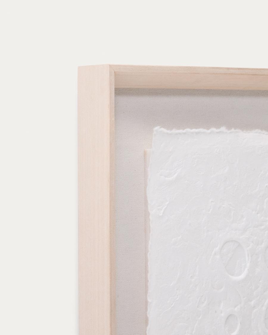 Olvin abstract picture on white recycled paper with hand-crafted reliefs 44 x 94 cm