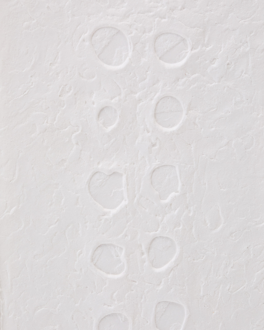 Olvin abstract picture on white recycled paper with hand-crafted reliefs 44 x 94 cm