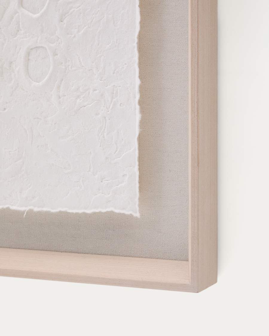 Olvin abstract picture on white recycled paper with hand-crafted reliefs 44 x 94 cm