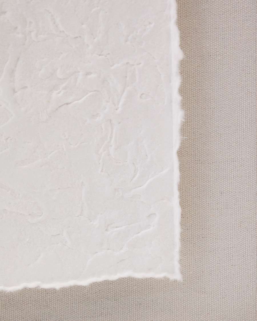 Olvin abstract picture on white recycled paper with hand-crafted reliefs 44 x 94 cm