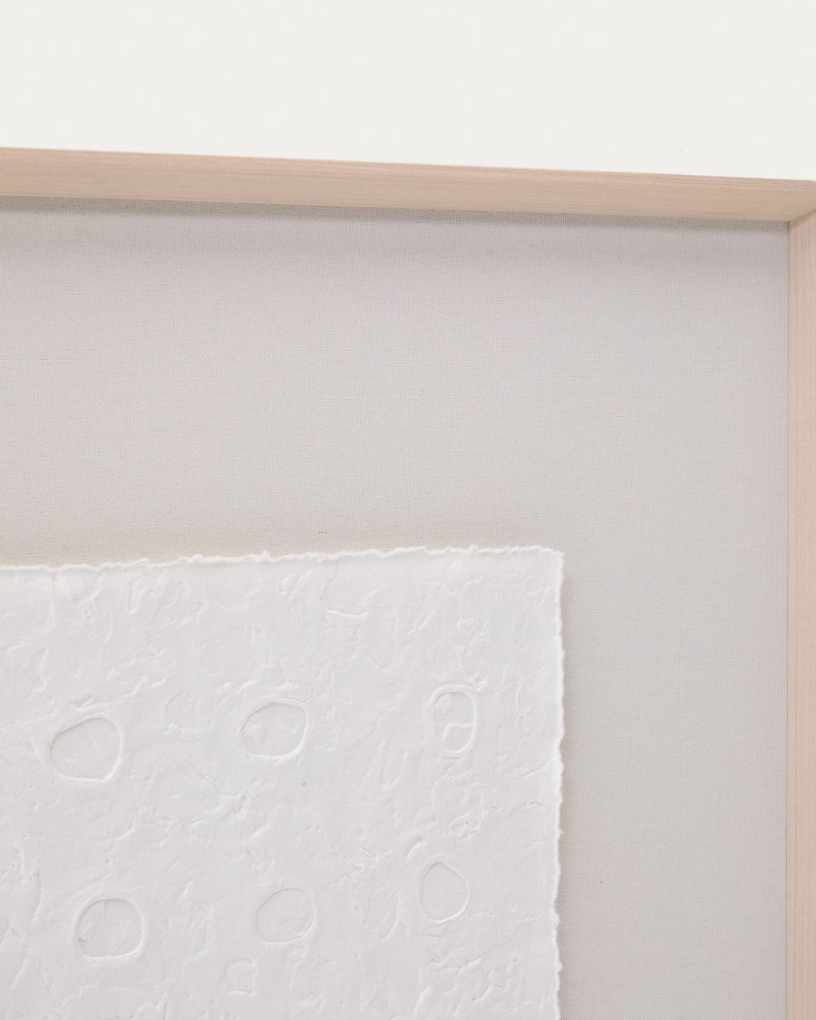 Quadro astratto Olvin in carta riciclata bianca con rilievi fatti a mano 104 x 124 cm