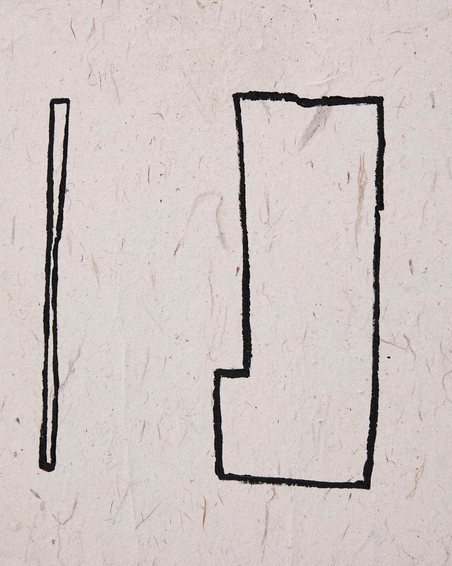 Lot de 2 tableaux abstraits Neyra en papier recyclé peint à la main en noir et beige 30 x 30 cm