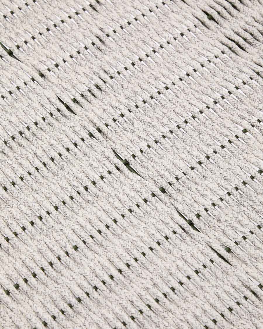 Maurina voetenbankje in groen gegalvaniseerd staal en ecru/grijs touw 58 x 52,5 cm