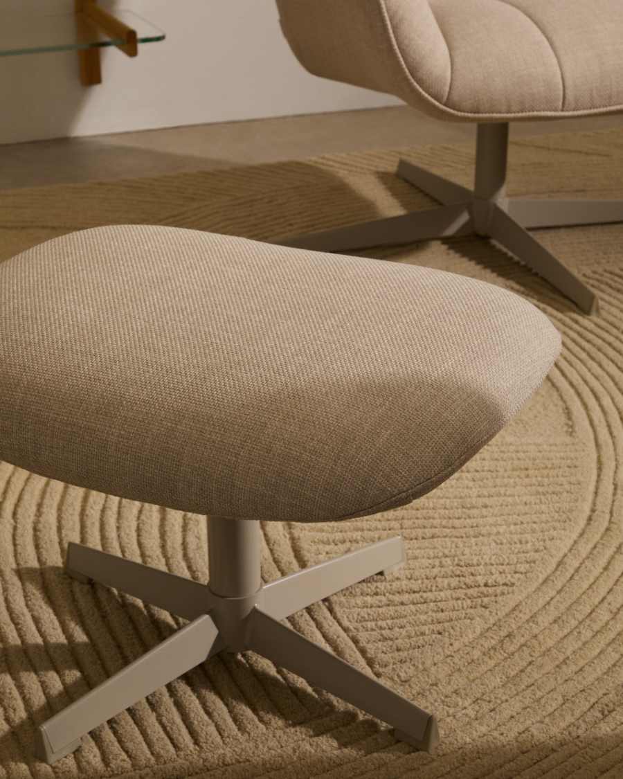 Jaspe beige swivel armchair with grey-finished metal, FSC 100%