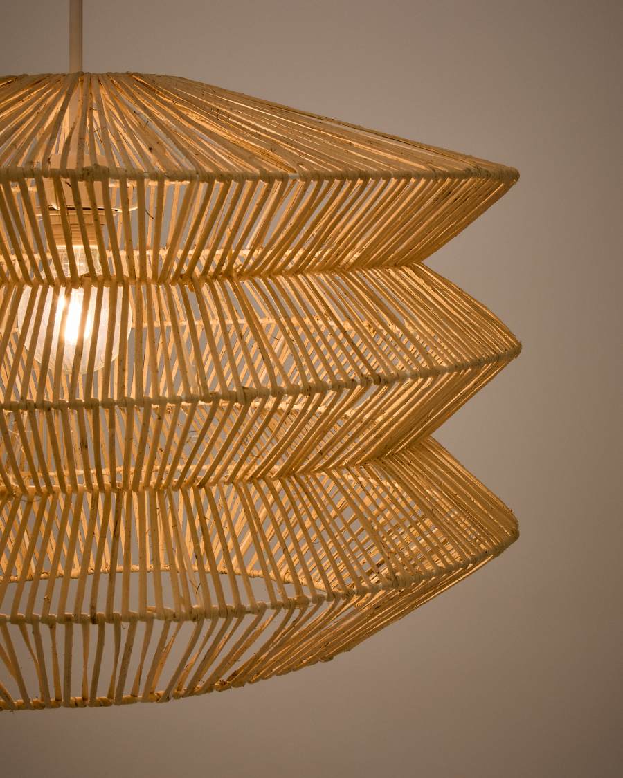 Lampenschirm für Deckenleuchte Dakit aus Naturfaser mit aufgehelltem Finish 60 x 39 cm