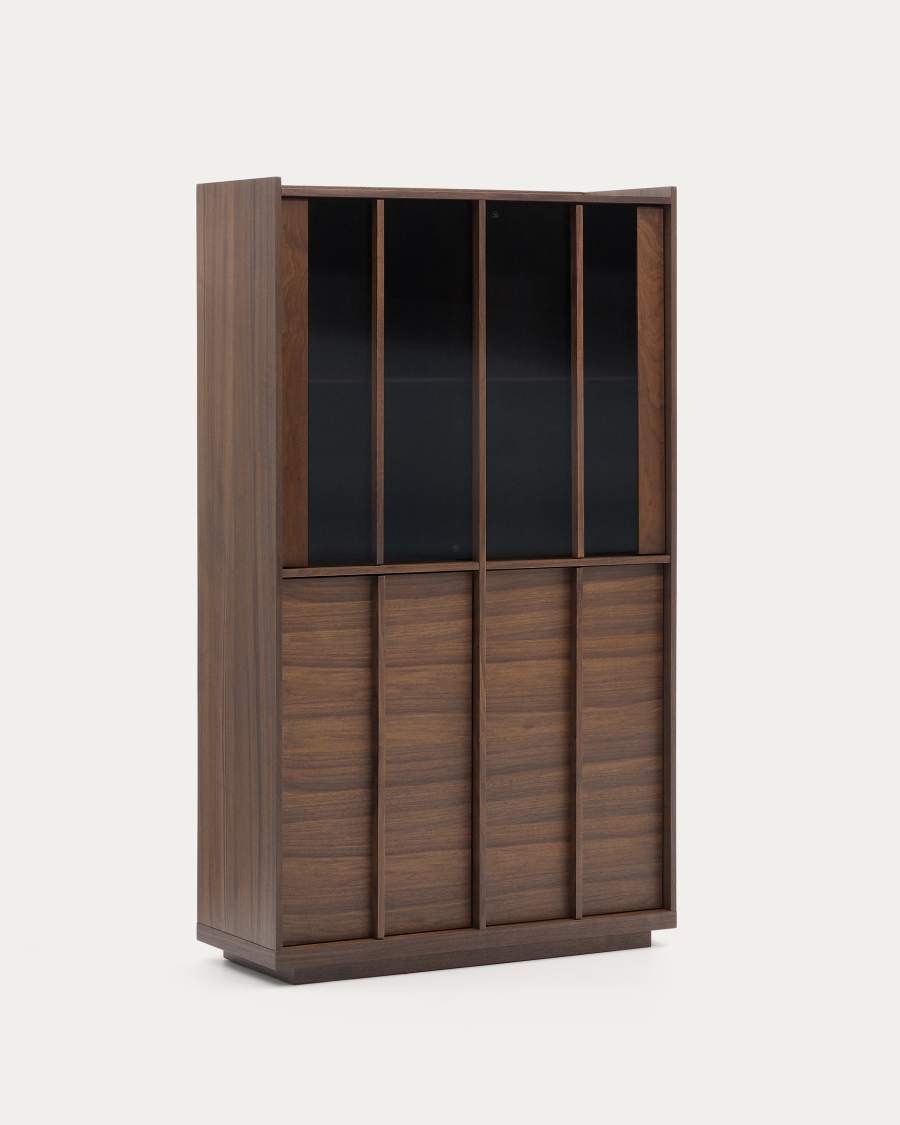 Onix display cabinet solid walnut and walnut veneer dark finish 100 x 170 cm FSC Mix Credit Assembled