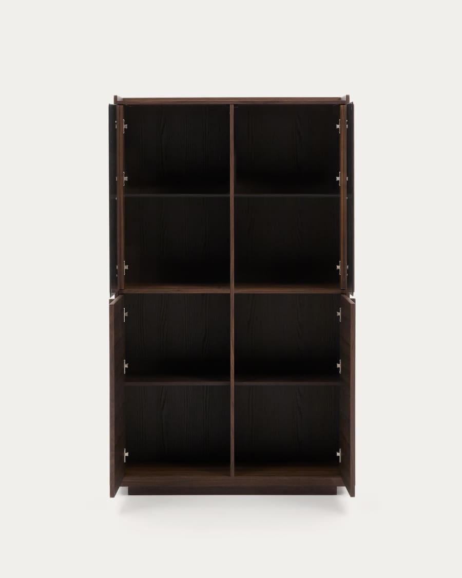 Onix display cabinet solid walnut and walnut veneer dark finish 100 x 170 cm FSC Mix Credit Assembled