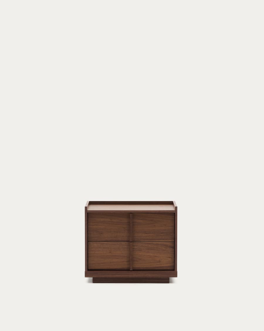 Onix bedside table, 2 drawers,  walnut veneer in a dark finish, 60 x 59 cm FSC Mix Credit Assembled