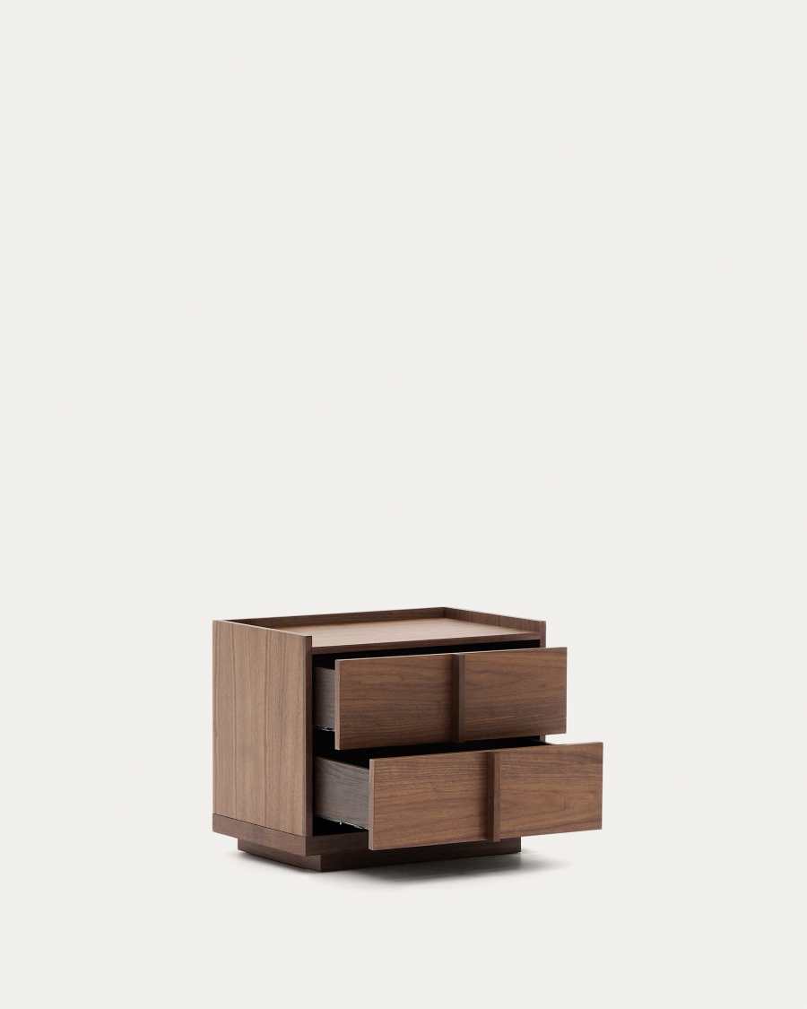 Onix bedside table, 2 drawers,  walnut veneer in a dark finish, 60 x 59 cm FSC Mix Credit Assembled