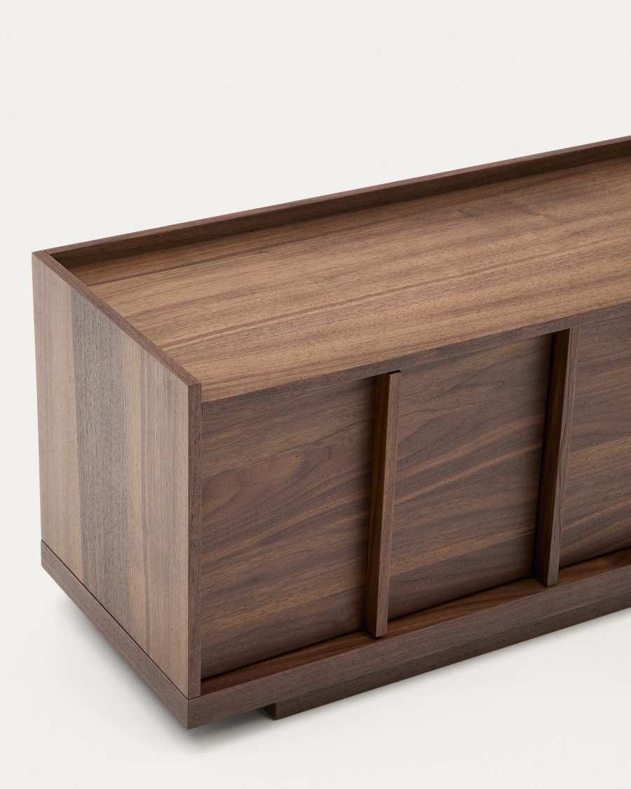 Onix TV stand with a walnut veneer in a dark finish, 200 x 45 cm FSC Mix Credit Assembled