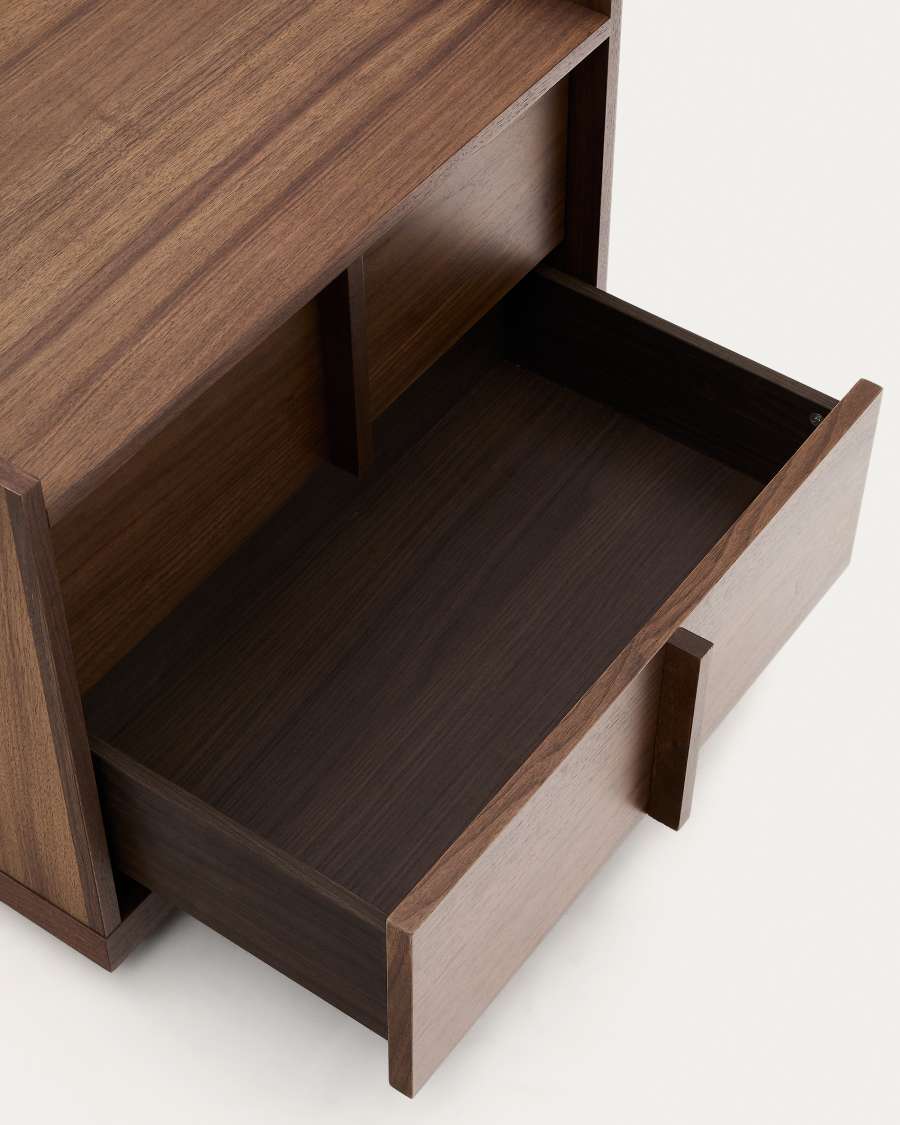 Onix bedside table, 2 drawers,  walnut veneer in a dark finish, 60 x 59 cm FSC Mix Credit Assembled