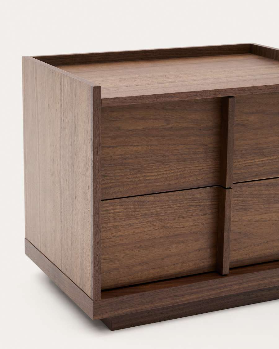 Onix bedside table, 2 drawers,  walnut veneer in a dark finish, 60 x 59 cm FSC Mix Credit Assembled