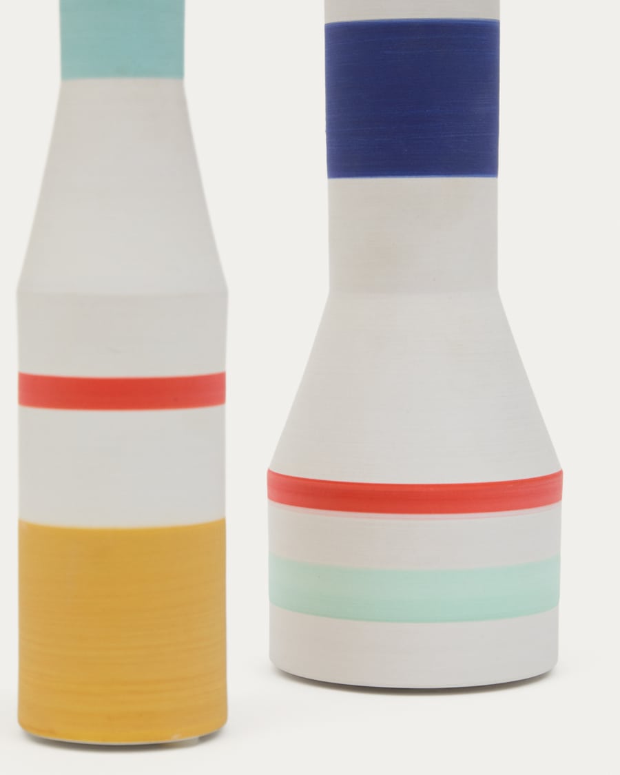 Set of 2 Elumi multicoloured ceramic vases 24,5 cm