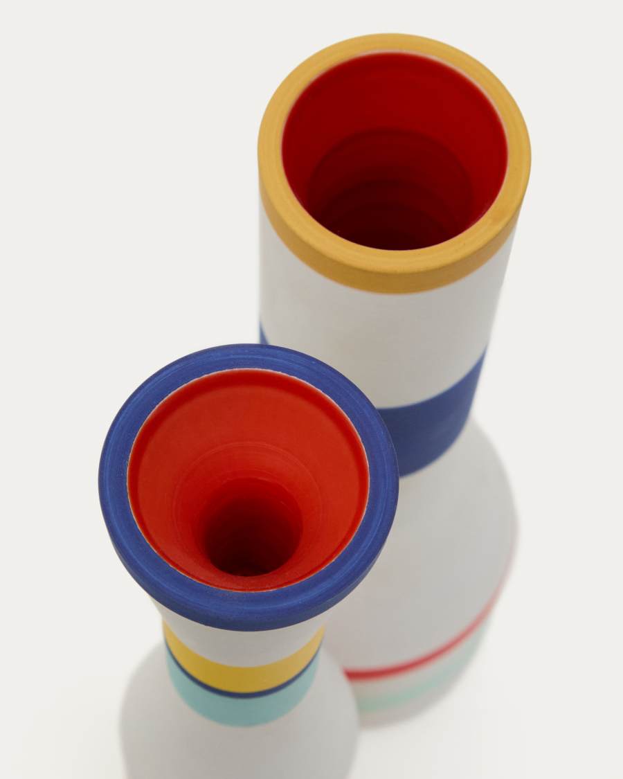 Set of 2 Elumi multicoloured ceramic vases 24,5 cm