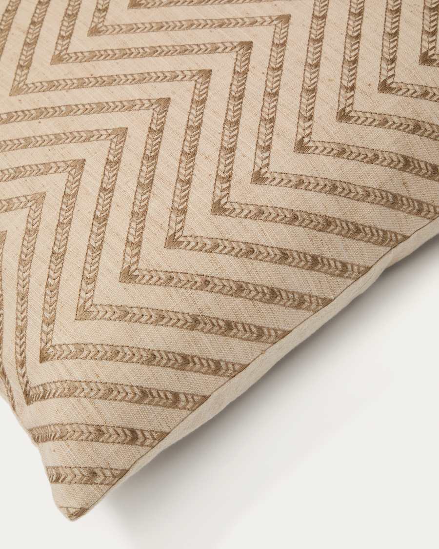 Olea beige contrasting jacquard cotton cushion cover 50 x 50cm