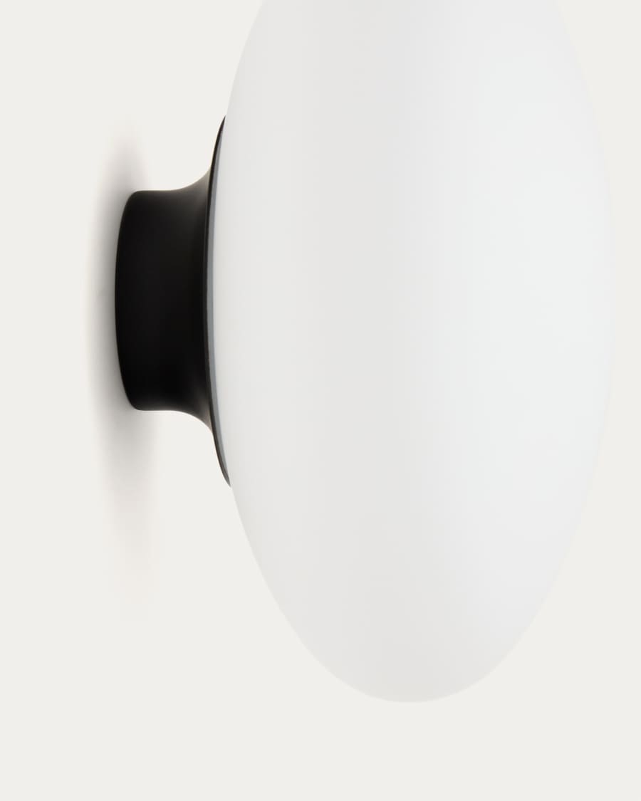 Bamila wall lamp in smoked glass and black metal Ø25cm