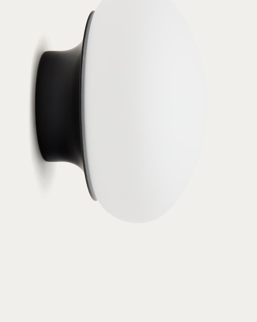 Bamila wall lamp in smoked glass and black metal Ø15cm