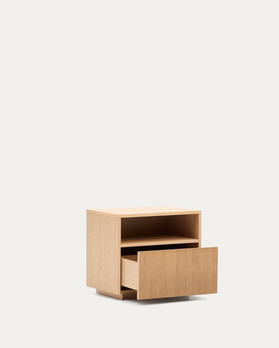 Helvine bedside table with 1 drawer in oak veneer, 60 x 52 cm FSC 100% Assembled