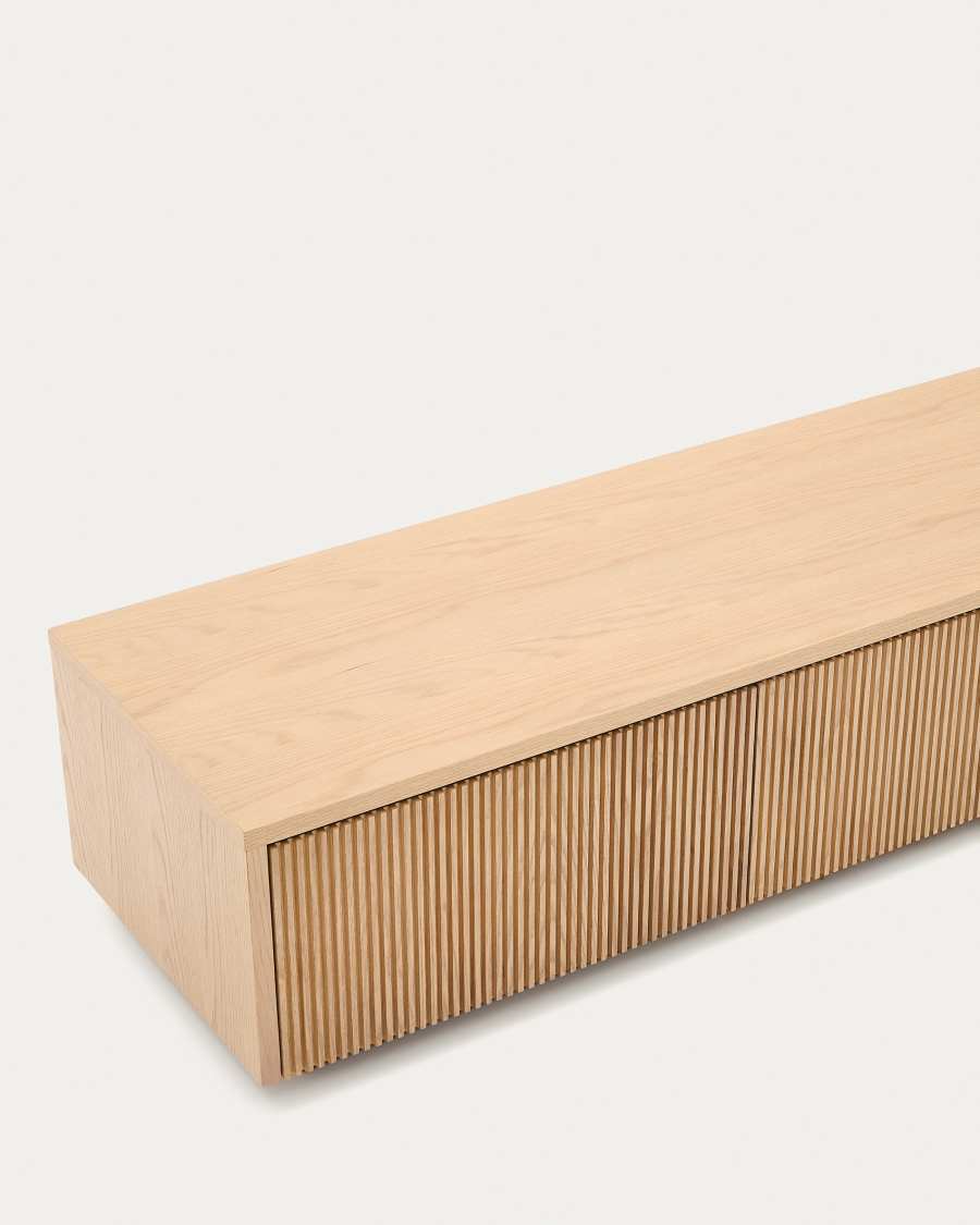 Helvine TV stand with 4 drawers in oak veneer, 200 x 30 cm FSC 100% Assembled