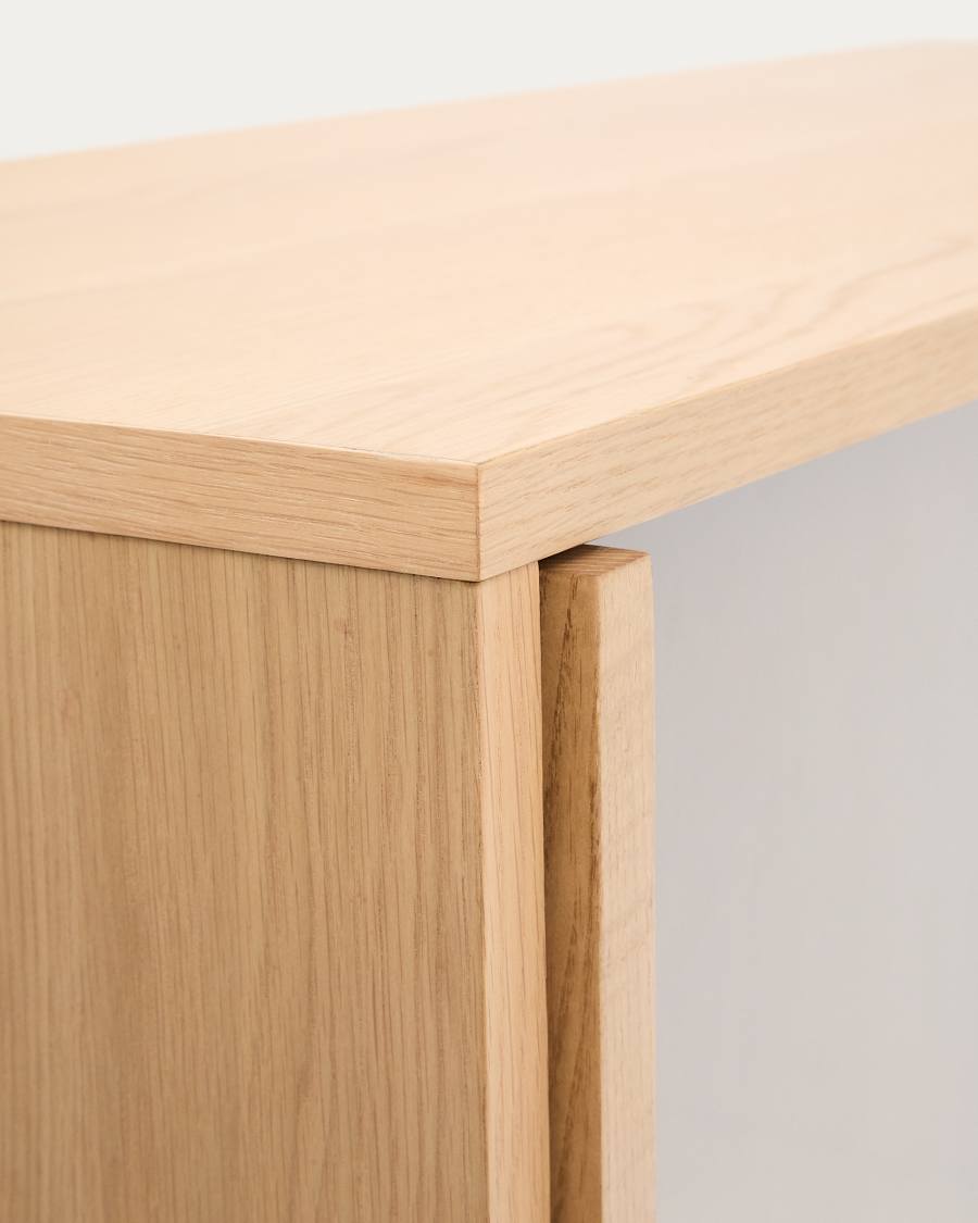 Helvine display cabinet 4 doors 2 drawers oak veneer and tempered glass 100 x 174 cm FSC 100% Assembled