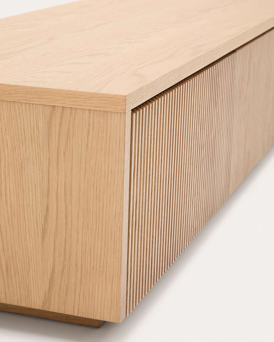 Helvine TV stand with 4 drawers in oak veneer, 200 x 30 cm FSC 100% Assembled