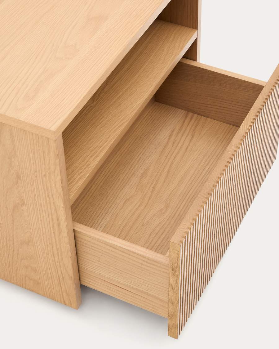 Helvine bedside table with 1 drawer in oak veneer, 60 x 52 cm FSC 100% Assembled