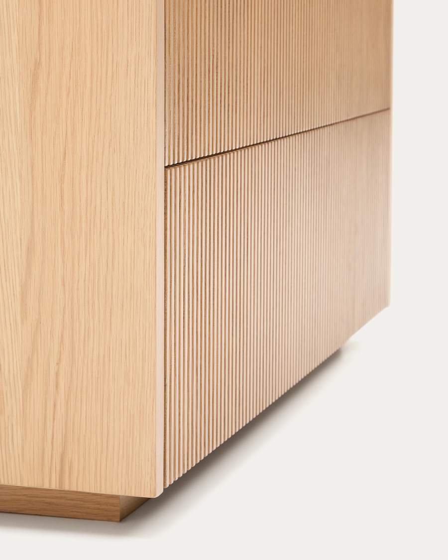 Helvine chest of 3 drawers in oak veneer 86 x 79 cm FSC 100% Assembled
