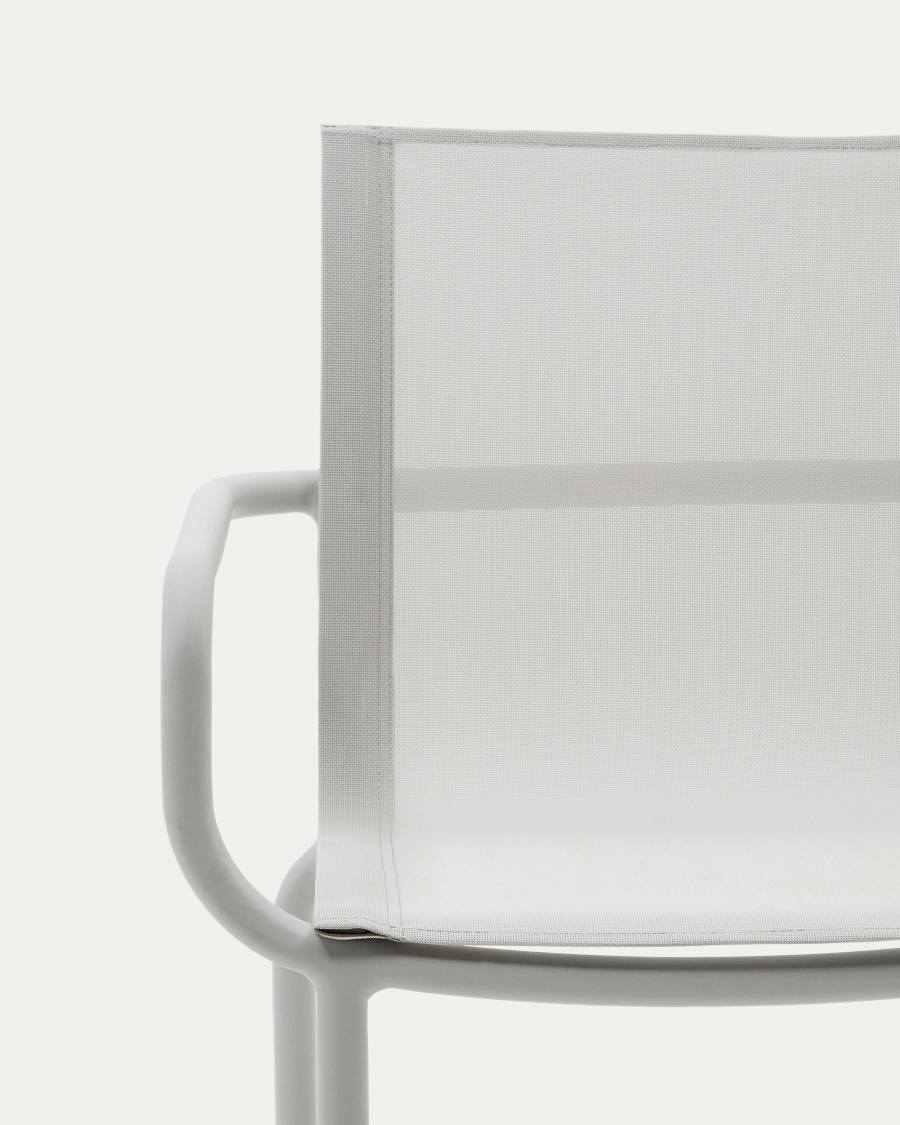 Galdana stackable outdoor chair made of aluminum with a light grey painted finish