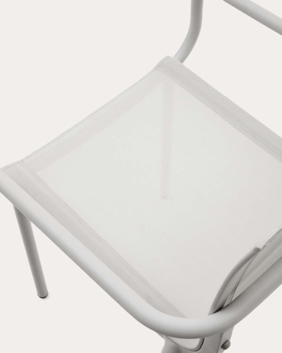 Galdana stackable outdoor chair made of aluminum with a light grey painted finish