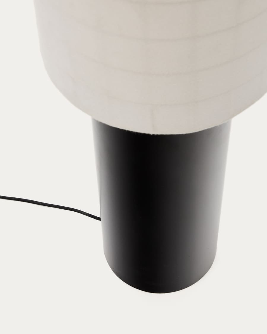 Dulan black metal floor lamp with cotton shade and UK adaptor