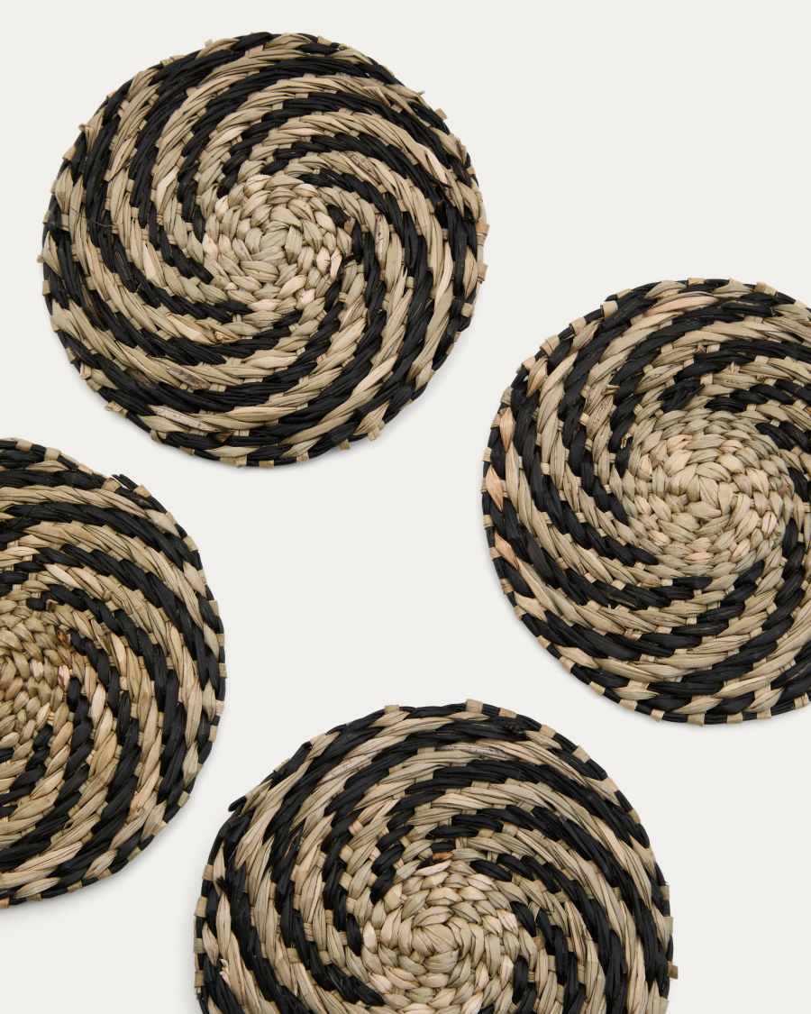 Set Zerim di 4 sottobicchieri in seagrass nero