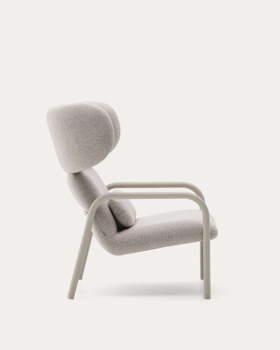 Inari armchair in beige and steel with beige painted finish FSC Mix Credit