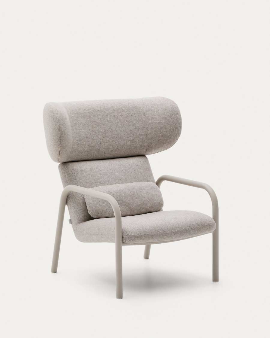 Inari armchair in beige and steel with beige painted finish FSC Mix Credit