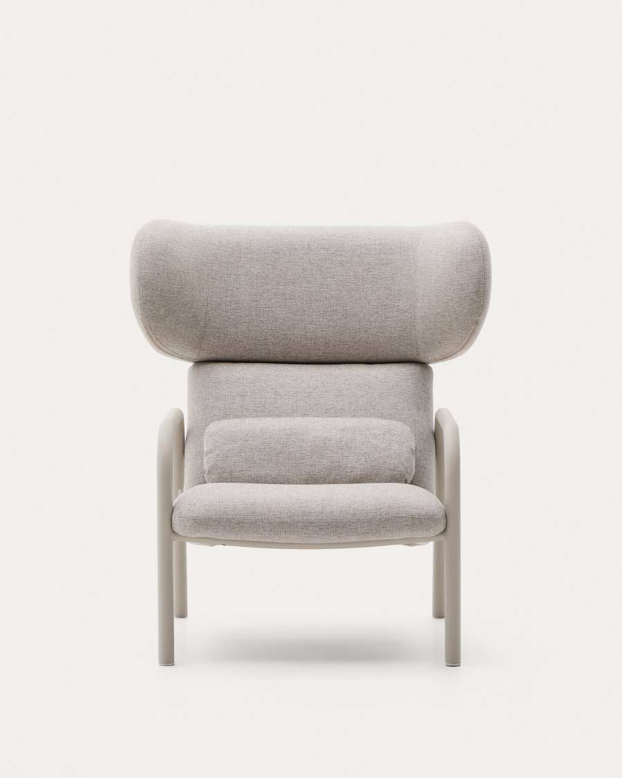 Inari armchair in beige and steel with beige painted finish FSC Mix Credit