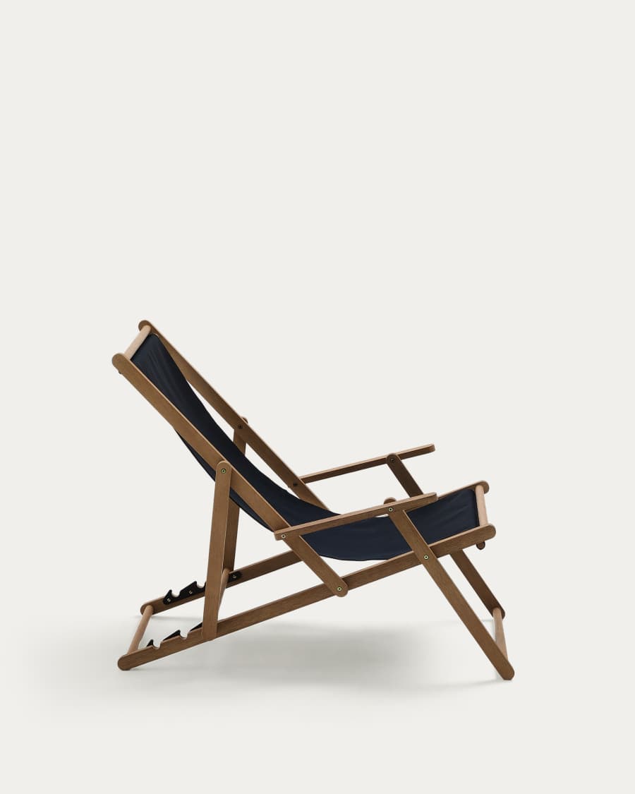 Vilara black outdoor folding deck chair made of FSC 100% solid acacia wood