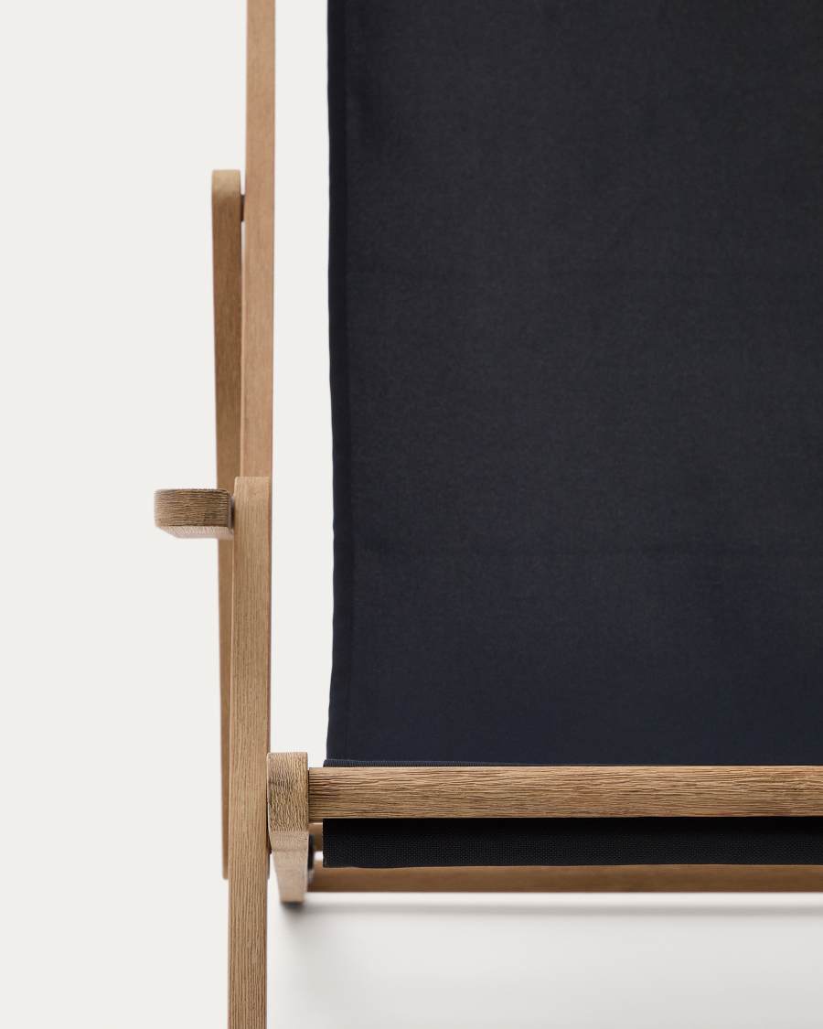 Vilara black outdoor folding deck chair made of FSC 100% solid acacia wood
