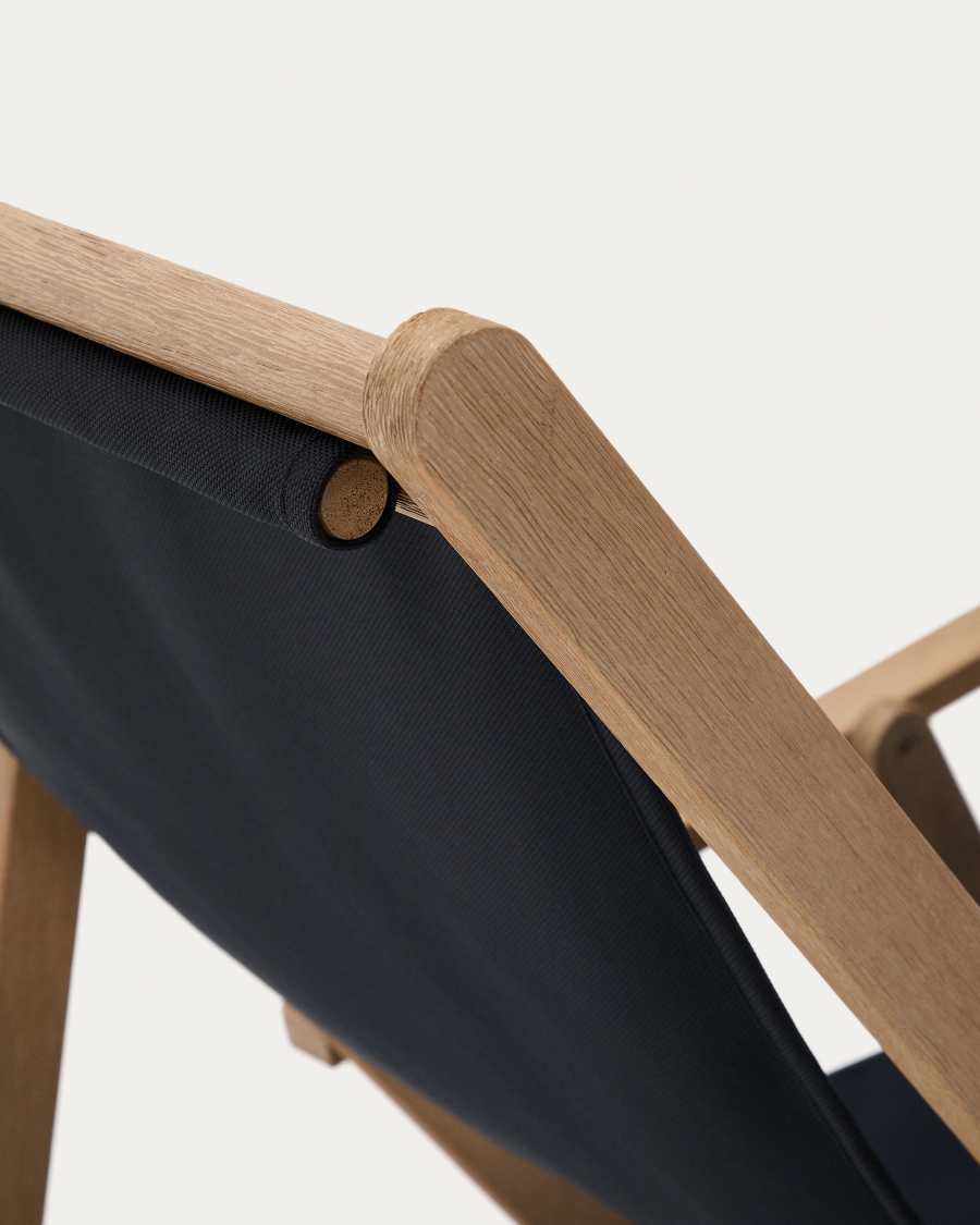 Vilara black outdoor folding deck chair made of FSC 100% solid acacia wood