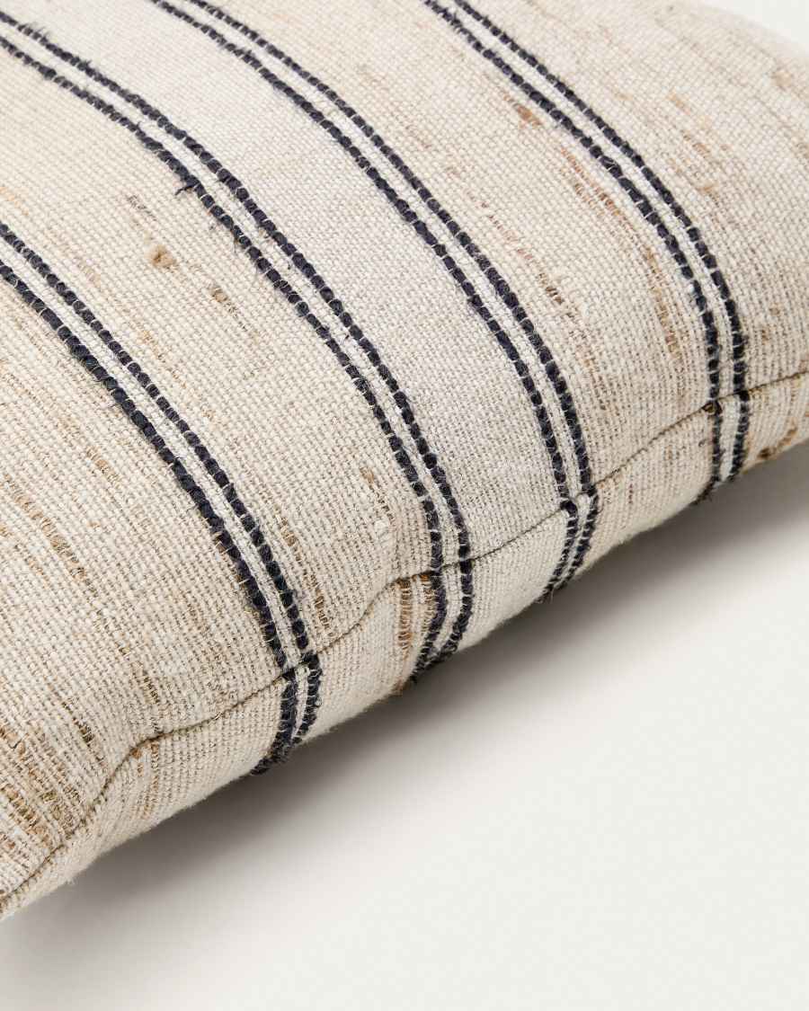 Dorien beige cushion cover with contrasting woven stripes 45 x 45cm